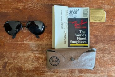 Ray-Ban L2823 Aviator Polarized Sunglasses Black Metal Frame Green Glass