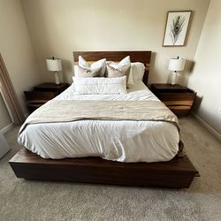 5 Piece Mahogany Real Wood Bed Set