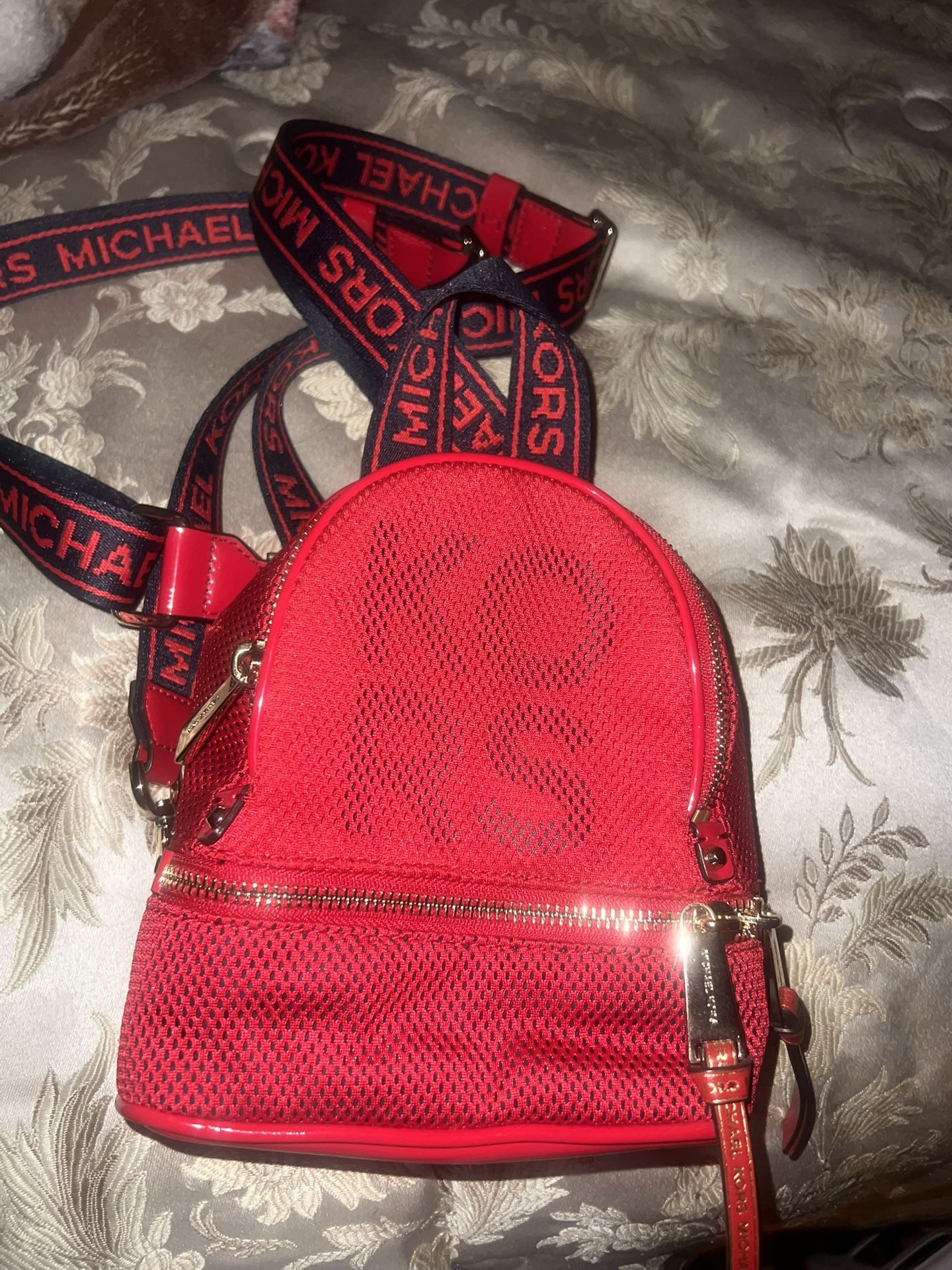 Micheal Kors Red Backpack Small