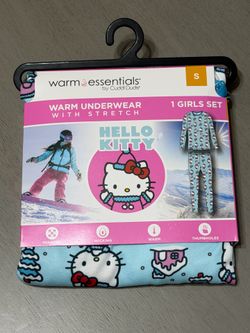 Warm Essentials by Cuddl Duds Girls Hello Kitty Thermal Underwear Set with Stretch Size S