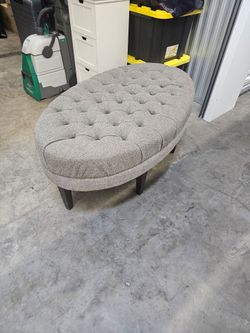 Grey Oval Ottoman
