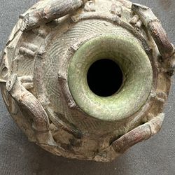1940's Bas Relief Vase With Botanical Details
