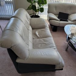 Genuine Leather Loveseat And Armchair