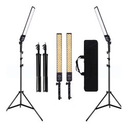 2 Packs Dimmable Bi-Color LED Video Light with Tripod Stand Bag Kit 