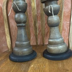 Set Of Two Wood Candles Holder. $13:00