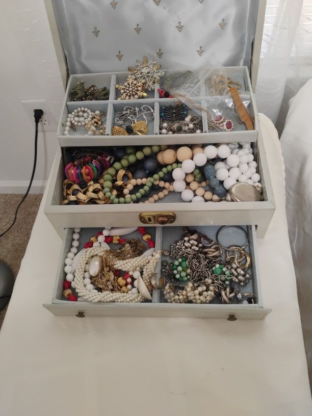 Old Jewelry Box With Grandma Type Jewelry