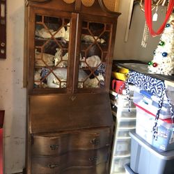 Brown Antique China Cabinet