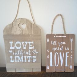 2 Love Wood Wall Plaques New