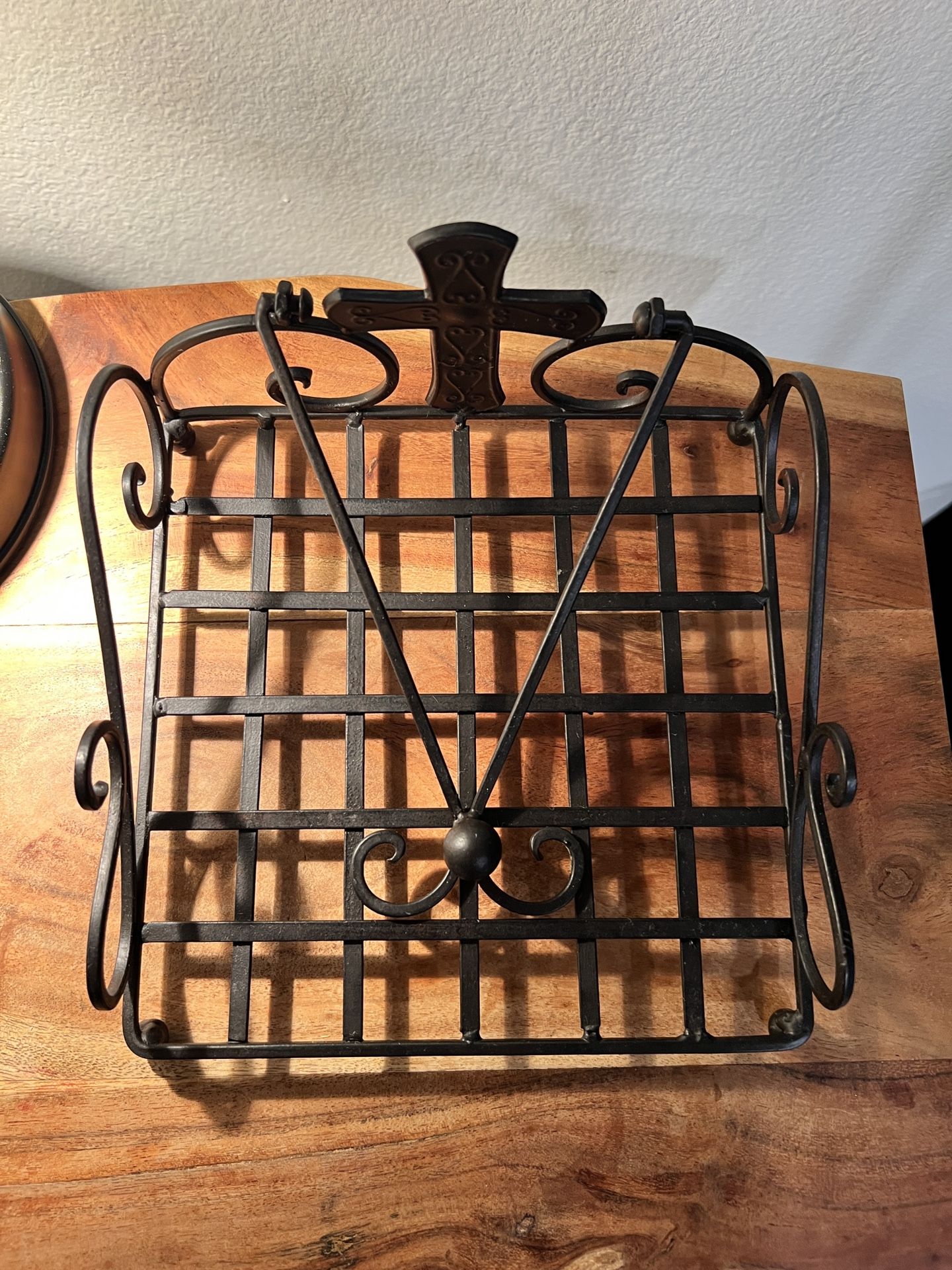 Vintage Swirled Metal With Cross Mail Organizer