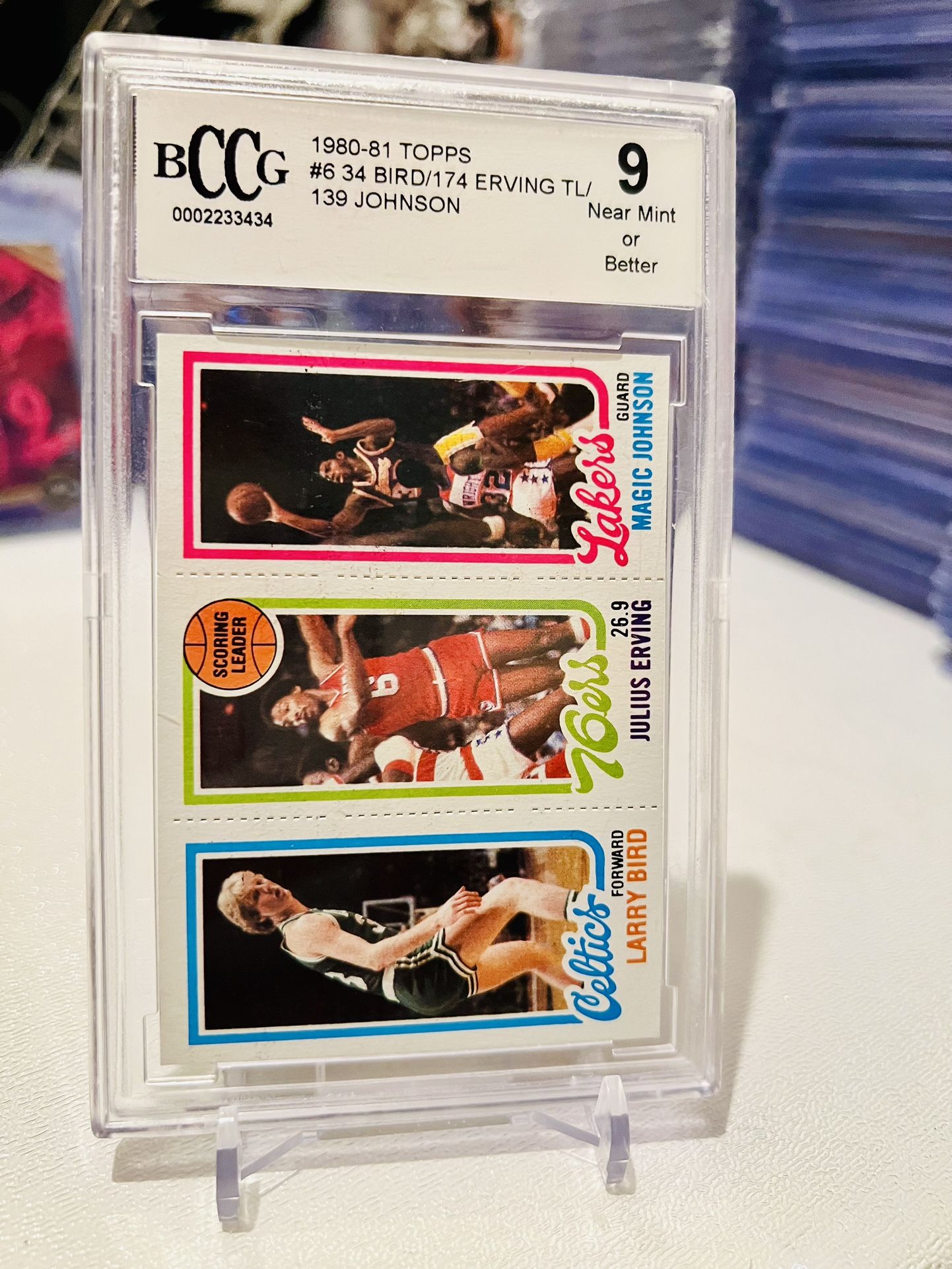 1980 Topps Original Larry Bird Magic Johnson Julius Erving Rookie Card Graded Beckett 9
