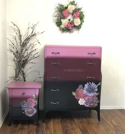 black dress for winter wedding Pink Wooden drawers box- 7 drawers- Apothecary Cabinet- dark brown main image 1