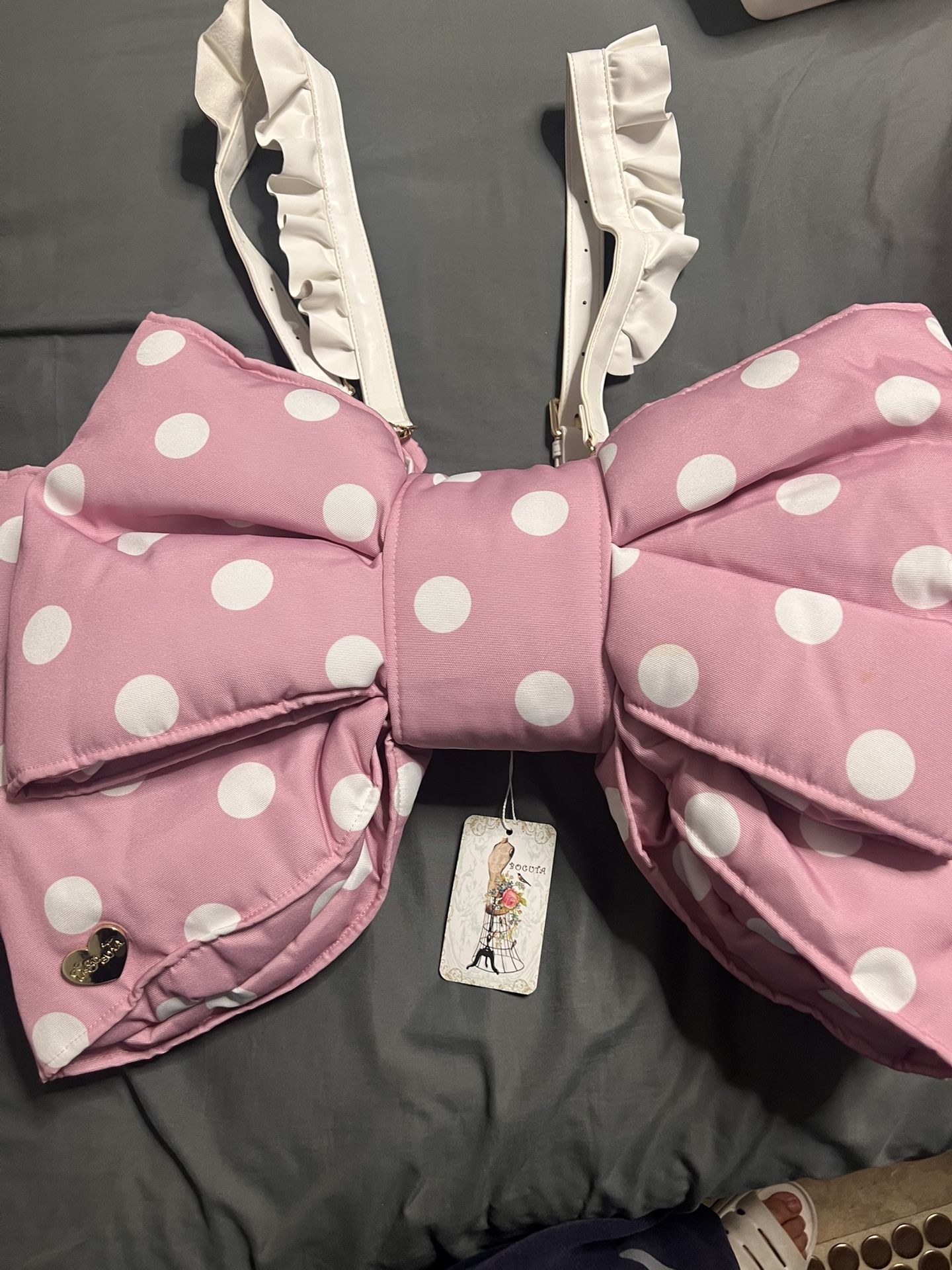 Bugota Lolita Style Bow Bag/ Backpack. Pink Polka dot New 