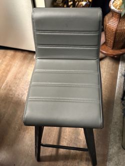 Gray Faux Leather Counter Stool