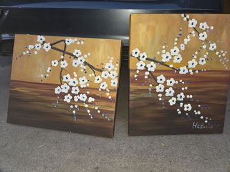 Cherry Blossom Canvas Painting Set of 2