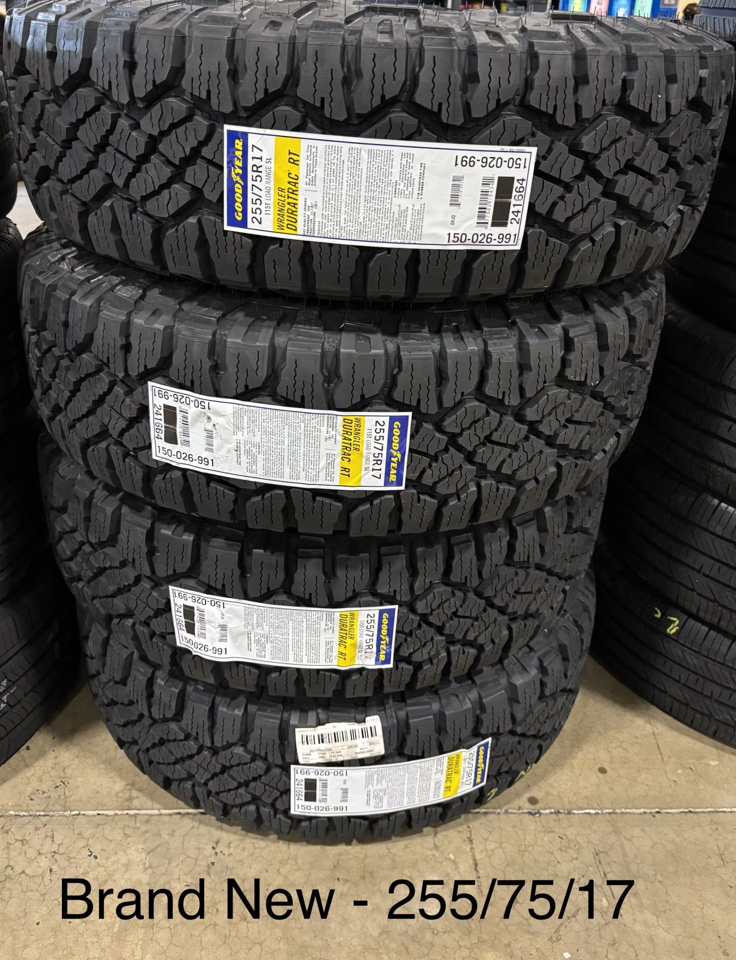 (4) - 255/75/17 Goodyear Duratrac RT Tires