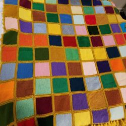 Vintage Granny Square Afghan Blanket 55x55