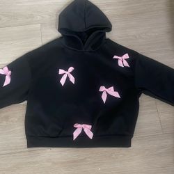 Black Hoodie With Pink Bows On It