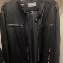 Michael Kors Mens Leather Jacket Black XL New
