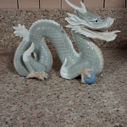 Vintage Yoshimi Porcelain Figurine Dragon Gray &with 