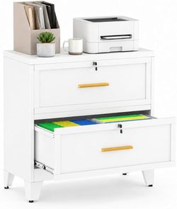 2 Drawer File Cabinet with Lock, Small Filing Cabinet for Home Office