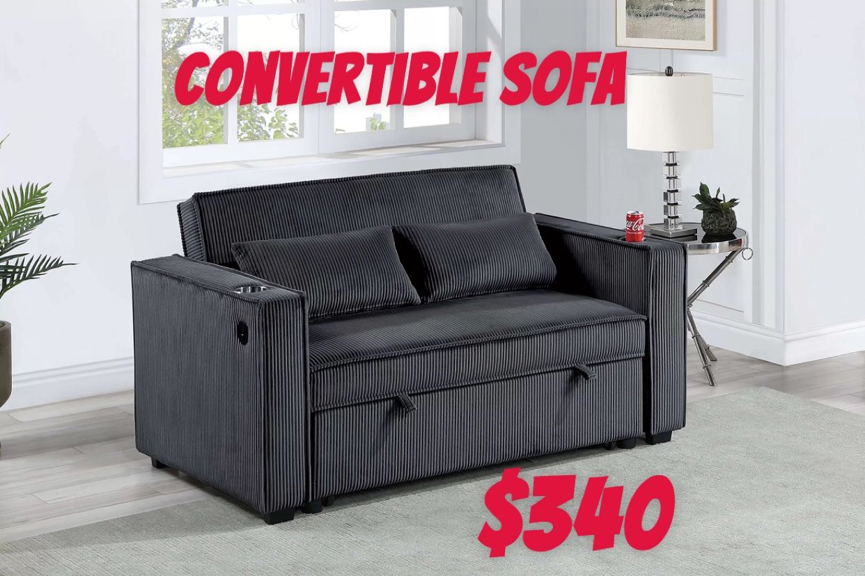 Brand New convertible sofa/Convertible Sofa Sleeper Sofa W/ Cup Holders