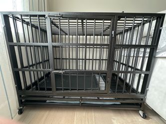 48 Inch Heavy Duty Dog Crate Cage Kennel with Wheels.