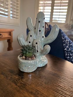 Ceramic cactus statue