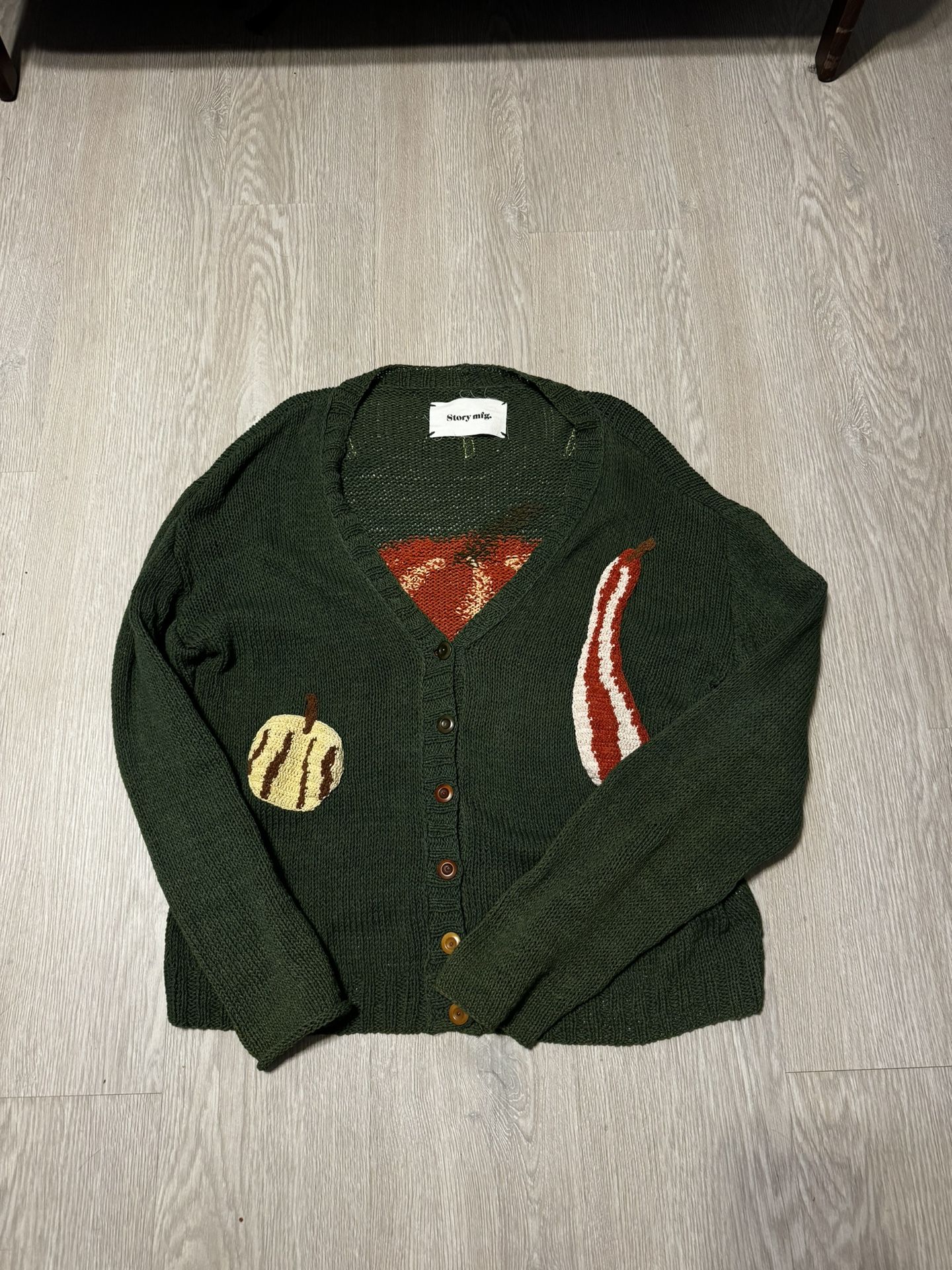 Story Mfg. Pumpkin King Twinsun Cardigan Green (Size Small)