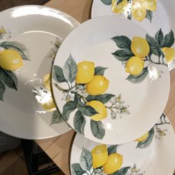 4 ROYAL NORFOLK LEMON TREE SALAD DESSERT PLATES 10.5”