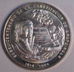 1964 México Silver Medal 150th Anniversary of the Constitution of Apatzingán