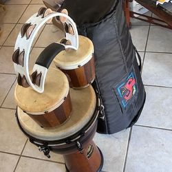 Percussion instruments Djembe Drum w/ Carry Bag, Bonjo Drums, Tambourine 