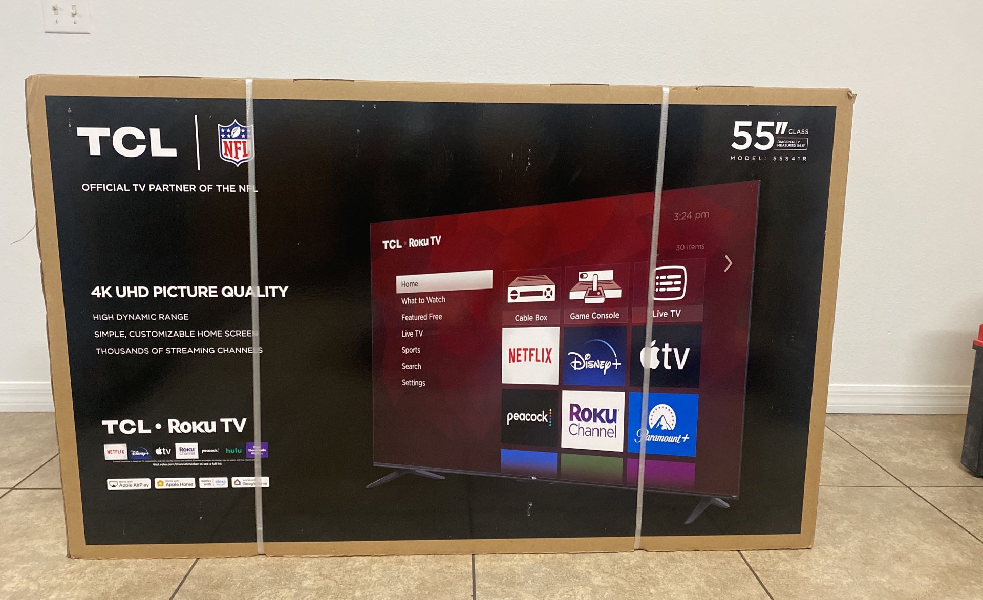 TCL 55” Class 4-Series 4K UHD HDR Led Smart Roku Tv