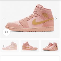 Air Jordan 1 Mid “Coral Stardust/Club Gold” – Men’s Size 10 (Worn Twice) 🔥