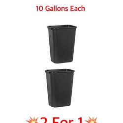 (x2) Brand New - Nwt Rubbermaid Commercial Products Resin Wastebasket/Trash Can, 10-Gallon