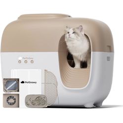 PetSnowy (Upgraded Premium Version with Mini Mesh) Snow+ Self Cleaning Automatic Litter Box with Odor Free TiO2 System Automatic Cat Litter Box Self C