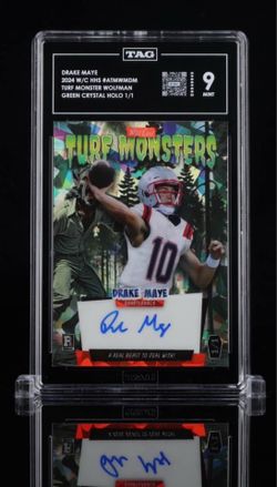 DRAKE MAYE 1/1 AUTO 2024 RC TURF MONSTER WOLFMAN GREEN CRYSTAL HOLO 1/1