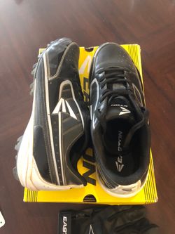 Easton Men’s size 11 baseball shoes and left hand glove. Like New