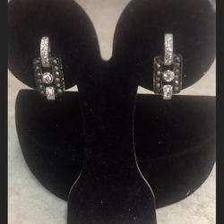 Beautiful Sterling Silver And Marcasite  Pierced Earrings Never Worn