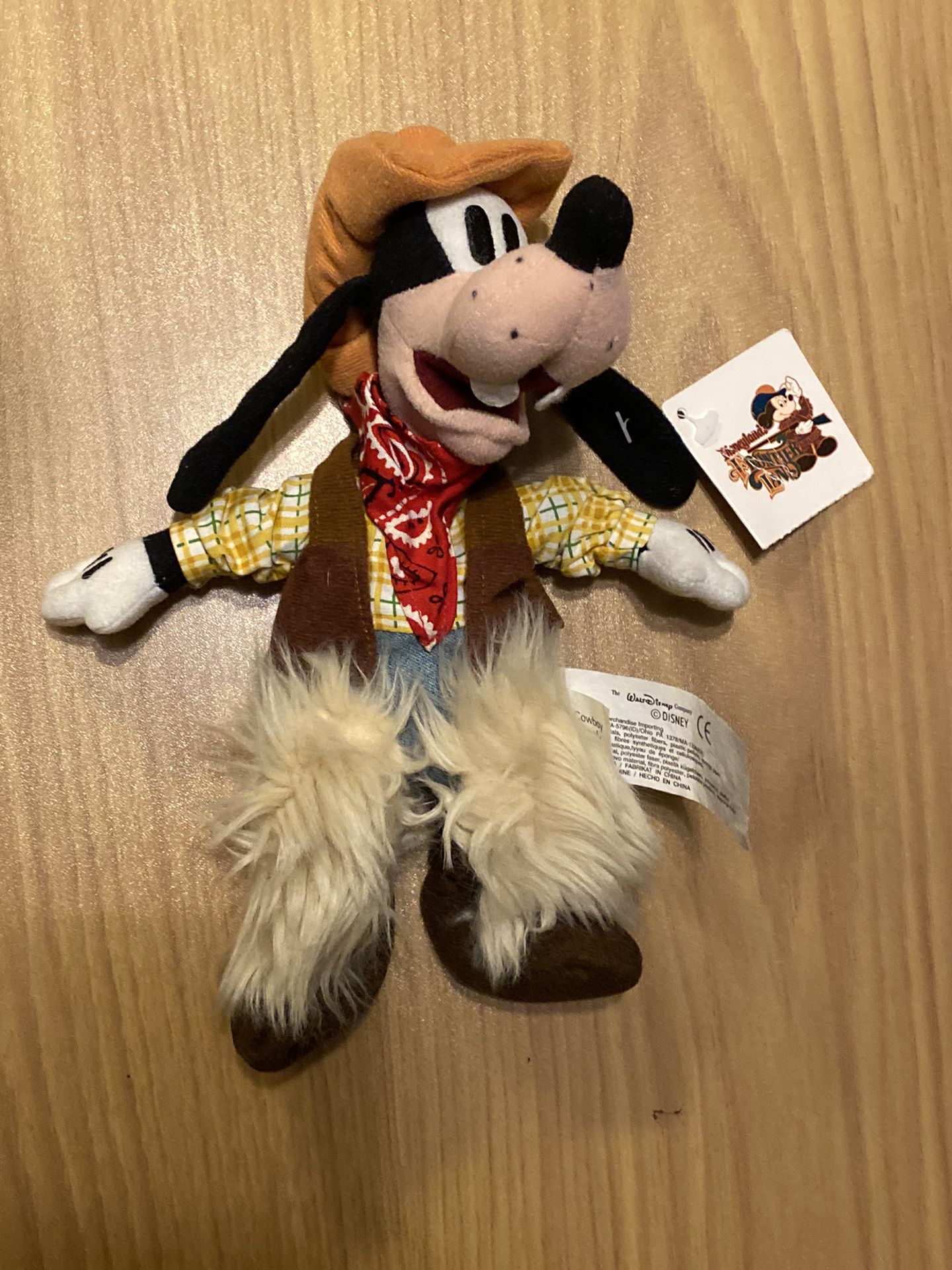 Cowboy Goofy Mini Bean Bag Plush Vintage Frontierland Disneyland NEW w Tags