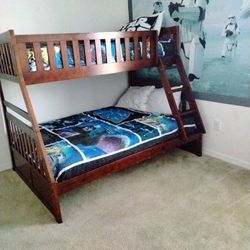 Bunk Bed With A Night Light And A Nightstand And A Chester Drawer 