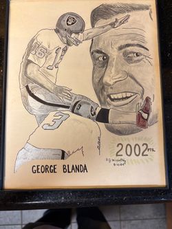 Vintage Raiders George Blanda Hand Drawn Art