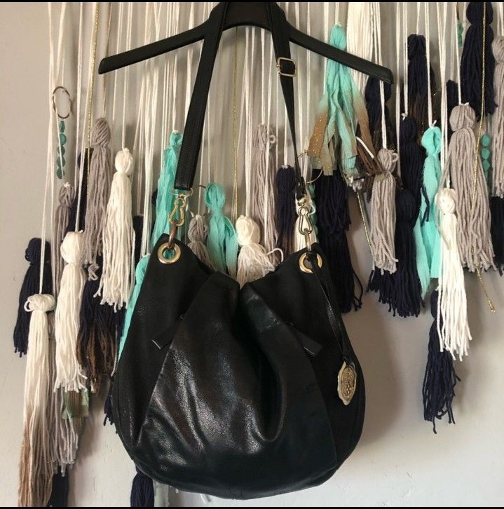 Vince Camuto - Black Leather Hobo Purse Crossbody Used