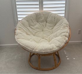 Rattan Papasan Chair with Cream Cushion