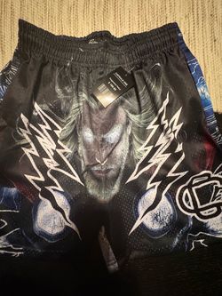 Medium Corruptive Creative Thor shorts with graphic of a man with lightning
