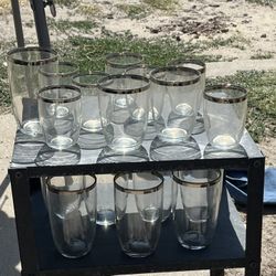 silver rimmed vintage cups 
