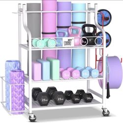 Open Box New Mythinglogic Yoga Mat Storage Racks, Home Gym Storage Rack for Dumbbells Kettlebells Foam Roller, Yoga Strap and Resistance Bands, Workou