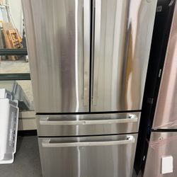 GE 36 in 23.2 cu. ft. Counter-Depth Fingerprint Resistant 4-Door French-Door Refrigerator w/ Dual-Dispense AutoFill Pitcher 