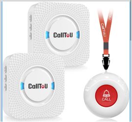 Caregiver Pager Wireless Call Button Nurse Alert System 500+ Feet for Home/Elderly/Patient/Disabled 06WS (2 Receiver 1 Round Button (3 Piece))