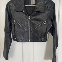 GENUINE MICHAEL HOBAN NORTH BEACH LEATHER JACKET, SIZE 3 / 4