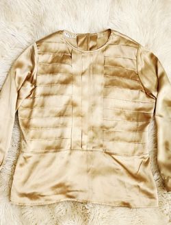 1950s Vintage Dynasty I. Magnin Gold Tone 100% Silk Blouse